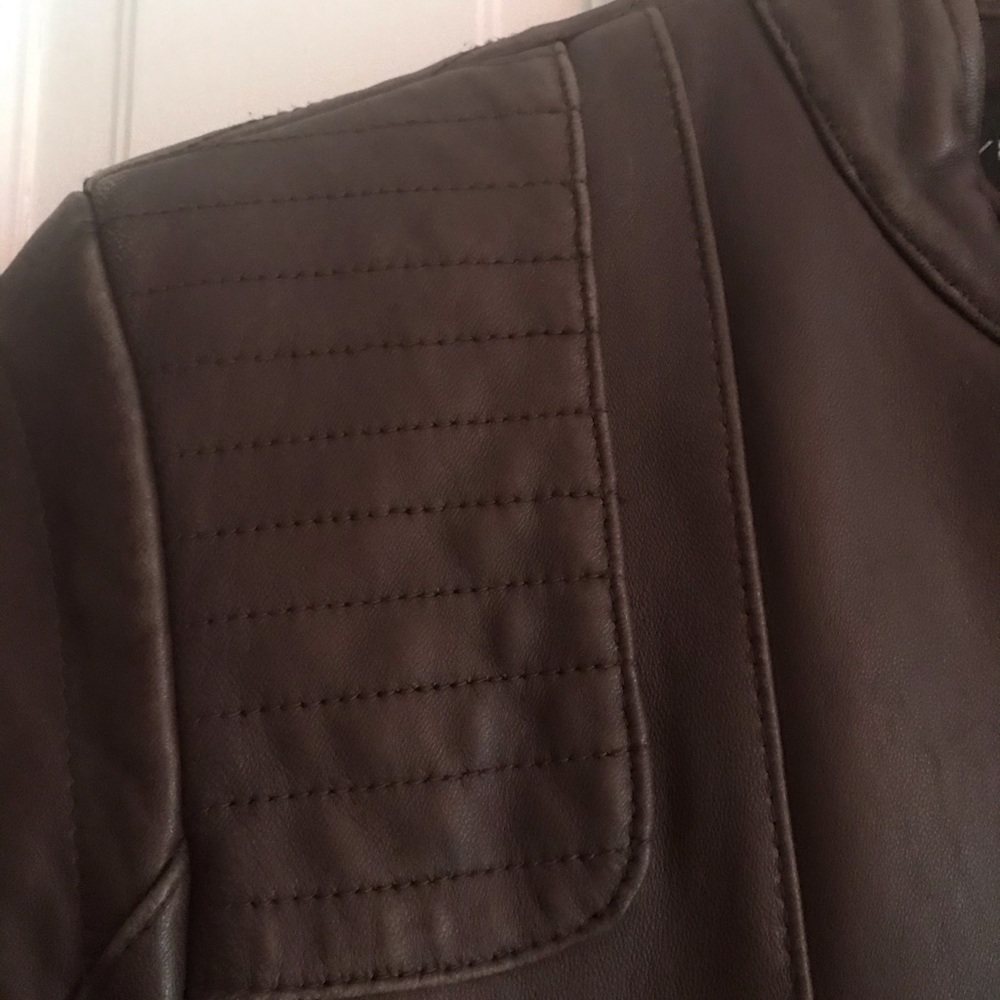 SOLD!!! Via Spiga brown leather lambskin moto jacket S/M - Picture 8 of 10